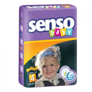 Подгузники для детей Senso Baby maxi (7-18кг) с кремом-бальзамом (19шт)